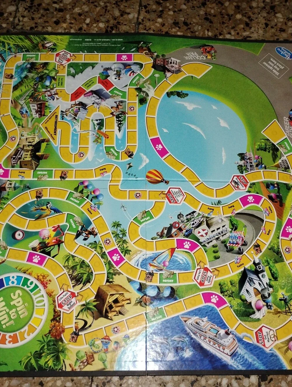 Hasbro The Game of Life Board Game - White, Pink, Yellow, Blue, Green